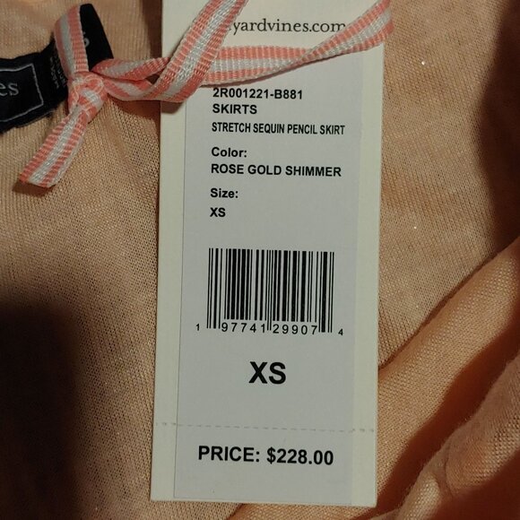 Vineyard Vines Party Barbie Glitter Glam Sequin Clubbing Pencil Skirt Rose XS - Picture 8 of 8